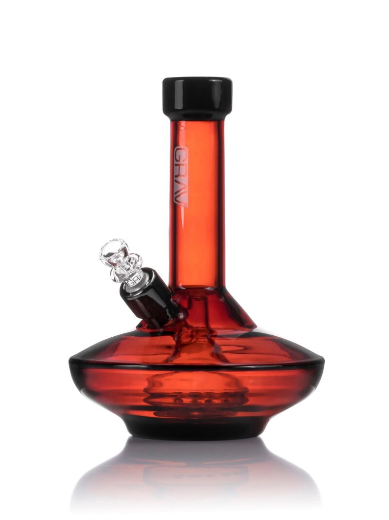 GRAV SMALL WIDE BASE WATER PIPE IN AMBER WITH BLACK ACCENTS
